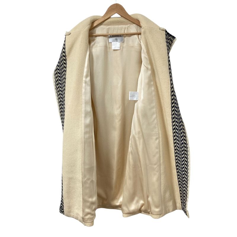 Chanel Tweed Coat with Corsage 34 Ivory