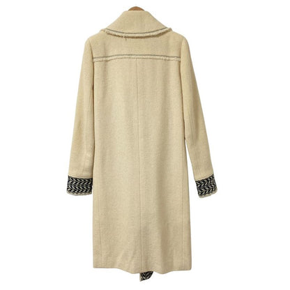 Chanel Tweed Coat with Corsage 34 Ivory