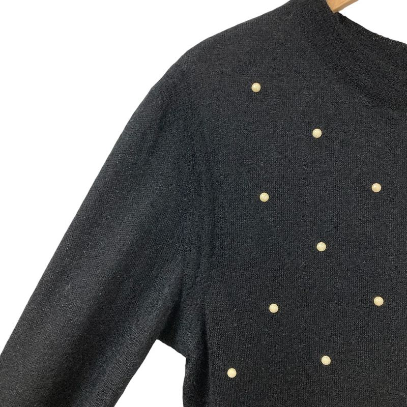 Chanel Faux Pearl Mohair Cashmere Knit Dress 34 Black