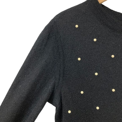 Chanel Faux Pearl Mohair Cashmere Knit Dress 34 Black