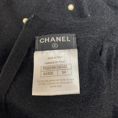 Chanel Faux Pearl Mohair Cashmere Knit Dress 34 Black