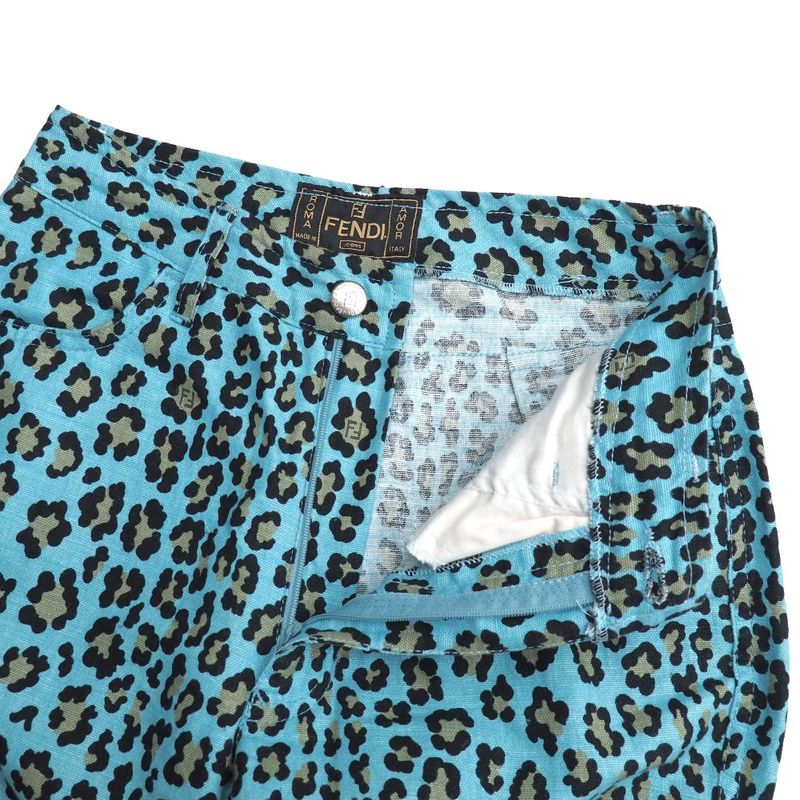 Fendi Pants 27 Cotton Blue-leopard Print