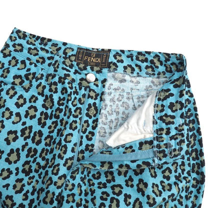 Fendi Pants 27 Cotton Blue-leopard Print