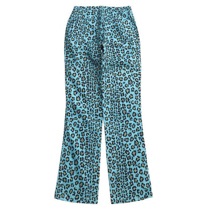 Fendi Pants 27 Cotton Blue-leopard Print