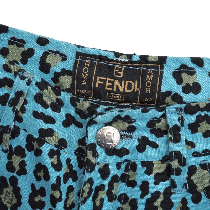 Fendi Pants 27 Cotton Blue-leopard Print