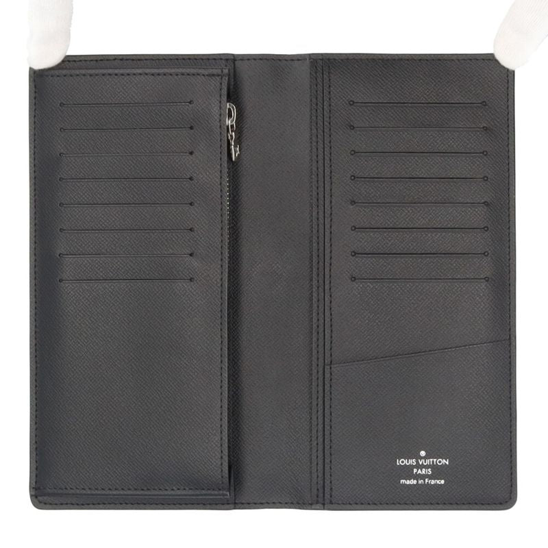 Louis Vuitton Portefeuille Brother Taiga Wallet Leather Black Noir Black
