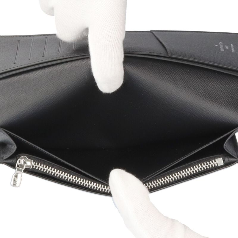 Louis Vuitton Portefeuille Brother Taiga Wallet Leather Black Noir Black
