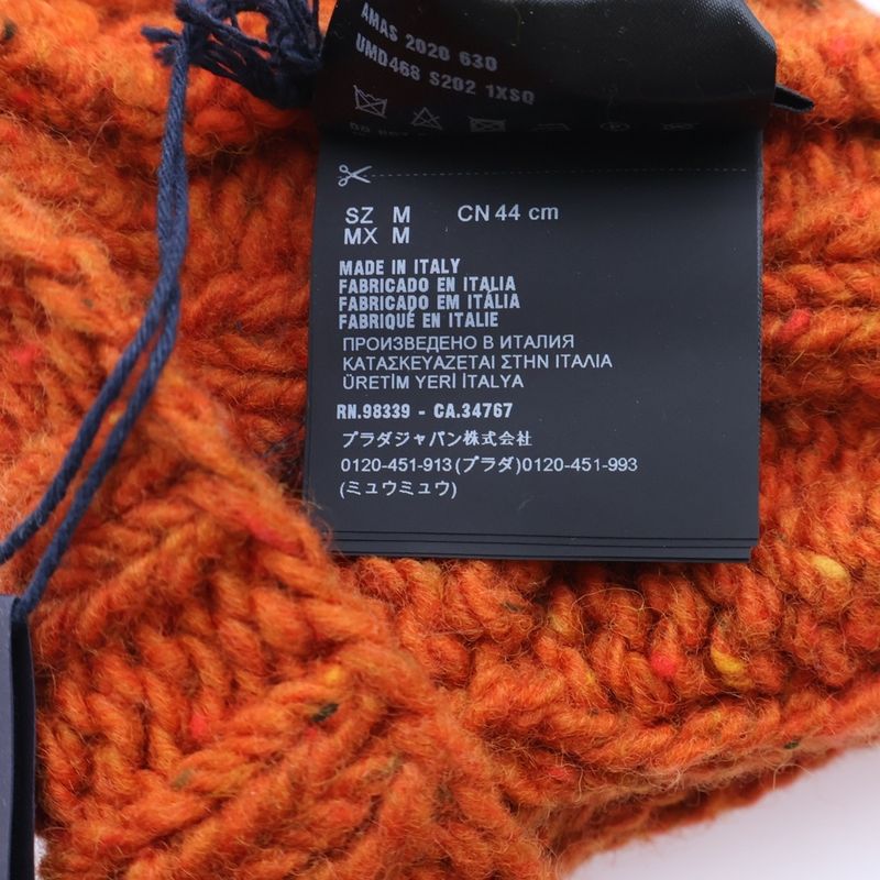 Prada Wool Knit Beanie Cap Hat Orange
