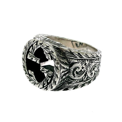 Gucci Silver Interlocking Arabesque Ring 925 Engraved