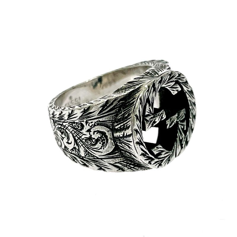 Gucci Silver Interlocking Arabesque Ring 925 Engraved