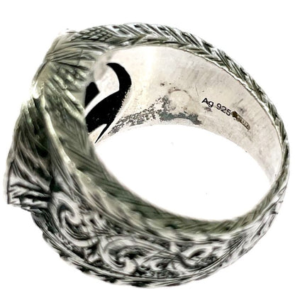 Gucci Silver Interlocking Arabesque Ring 925 Engraved