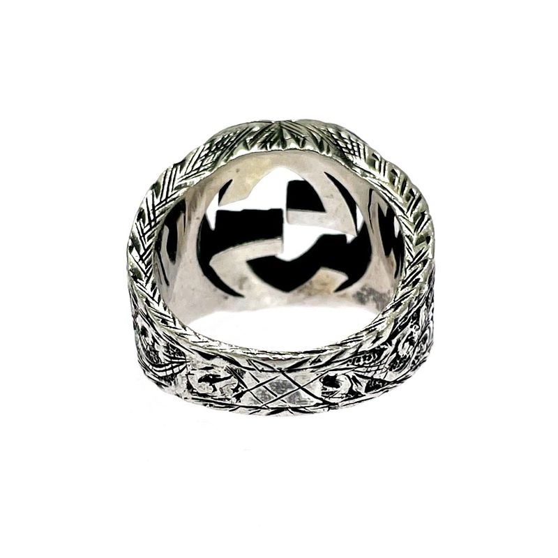 Gucci Silver Interlocking Arabesque Ring 925 Engraved
