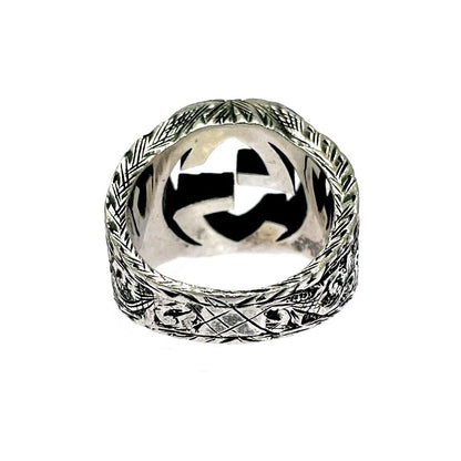 Gucci Silver Interlocking Arabesque Ring 925 Engraved