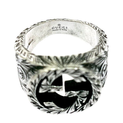 Gucci Silver Interlocking Arabesque Ring 925 Engraved