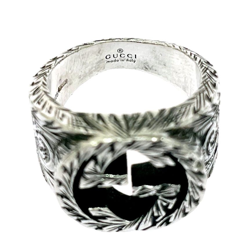 Gucci Silver Interlocking Arabesque Ring 925 Engraved
