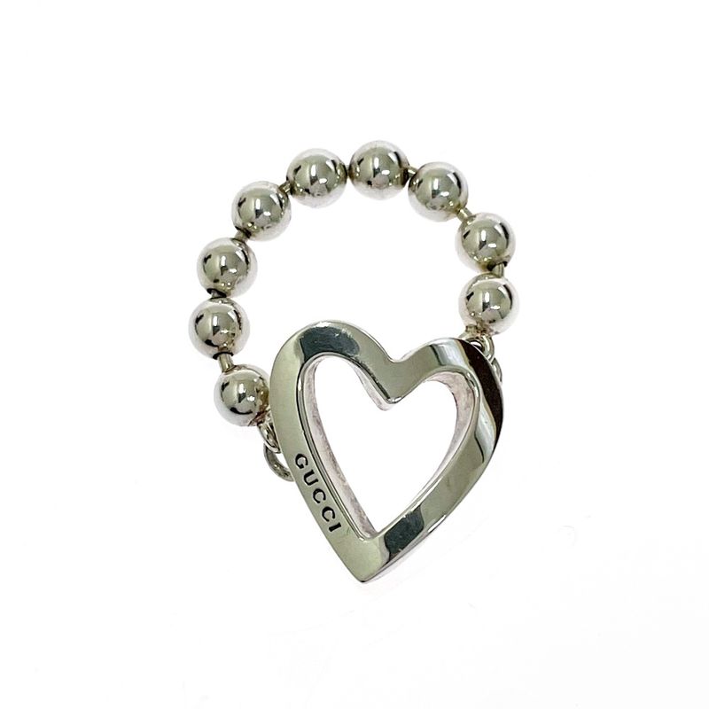 Gucci [ Silver Heart Ball Chain Ring 925 Engraved