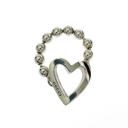 Gucci [ Silver Heart Ball Chain Ring 925 Engraved