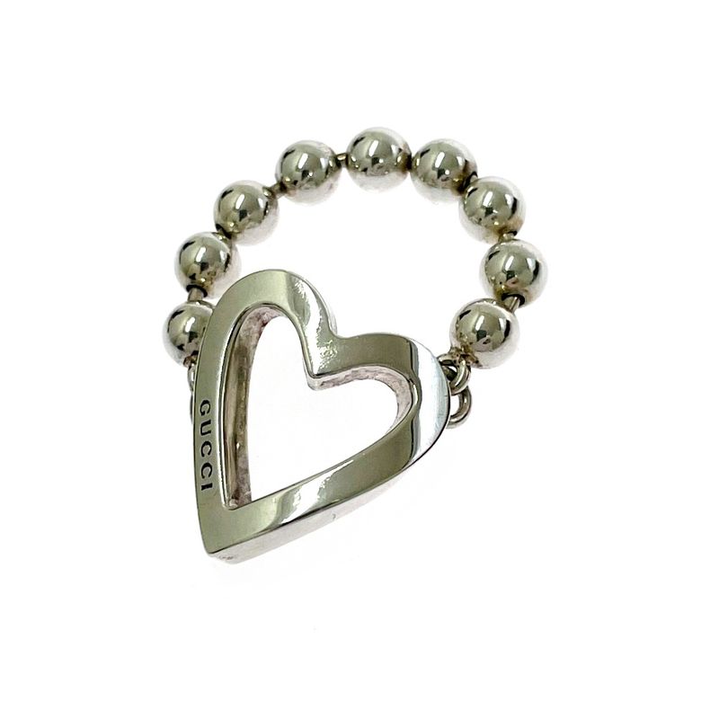 Gucci [ Silver Heart Ball Chain Ring 925 Engraved