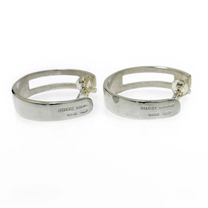 Gucci Silver-g Logo Hoop Earrings 925 Engraved