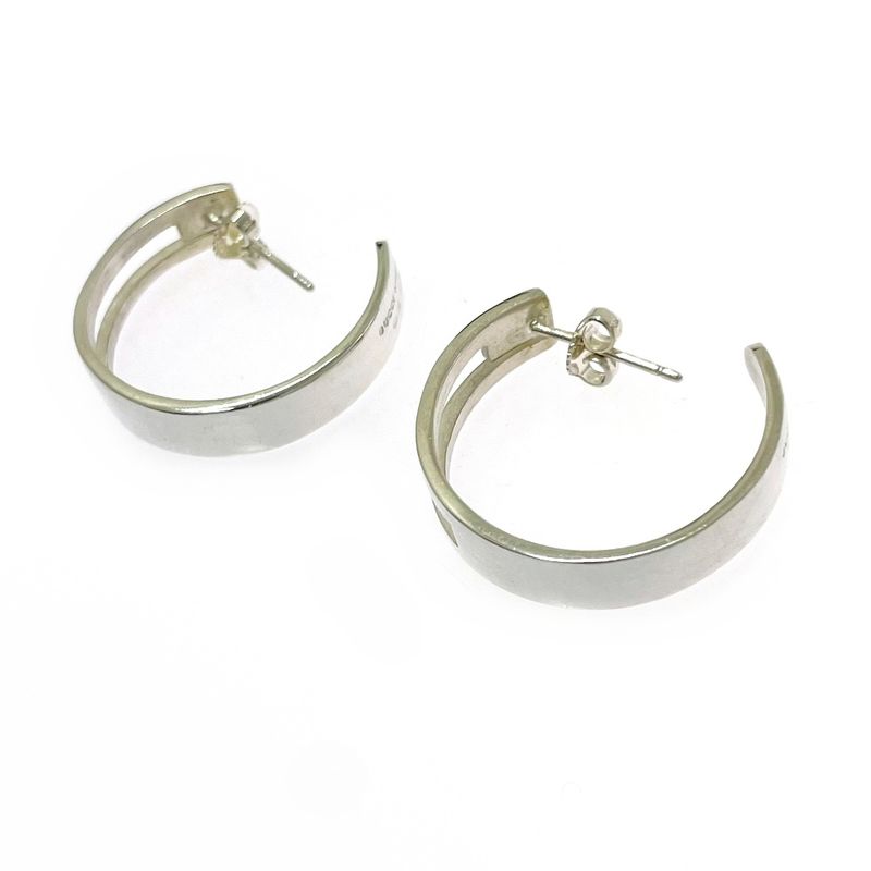 Gucci Silver-g Logo Hoop Earrings 925 Engraved