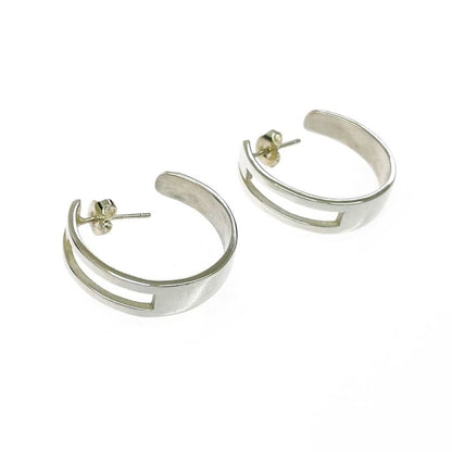 Gucci Silver-g Logo Hoop Earrings 925 Engraved