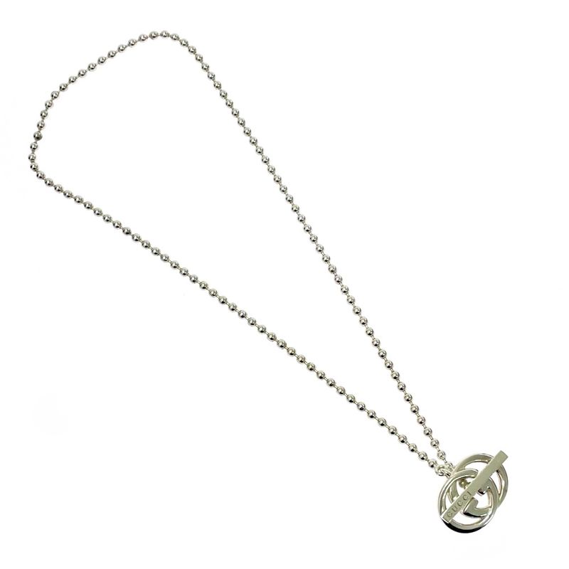 Gucci Silver Interlocking Ball Chain Necklace 925 Stamp