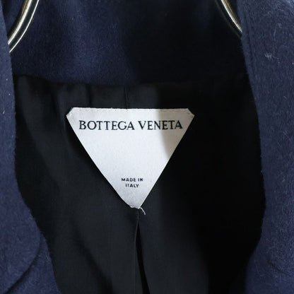 Bottega Veneta Wool Double Breasted Peak Coat Navy