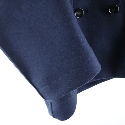 Bottega Veneta Wool Double Breasted Peak Coat Navy