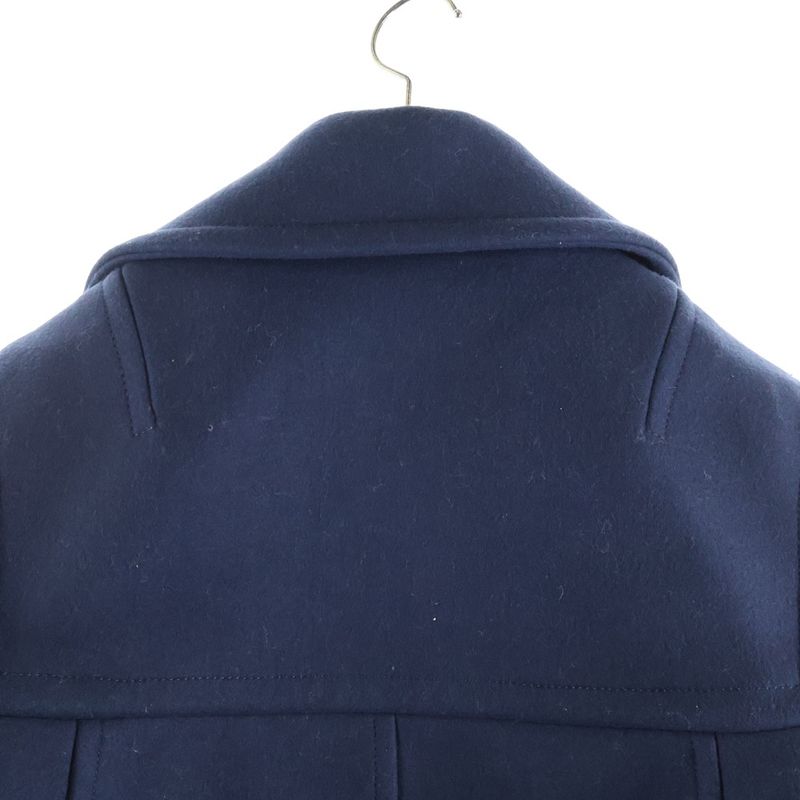 Bottega Veneta Wool Double Breasted Peak Coat Navy