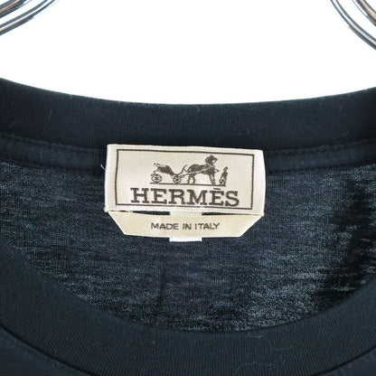 Hermes Super-h Leather Patch Crew Neck Short Sleeve T-Shirt Black