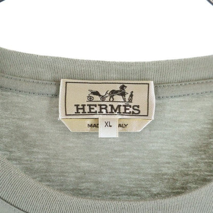 Hermes Leather Patch Crew Neck Short Sleeve T-Shirt Khaki