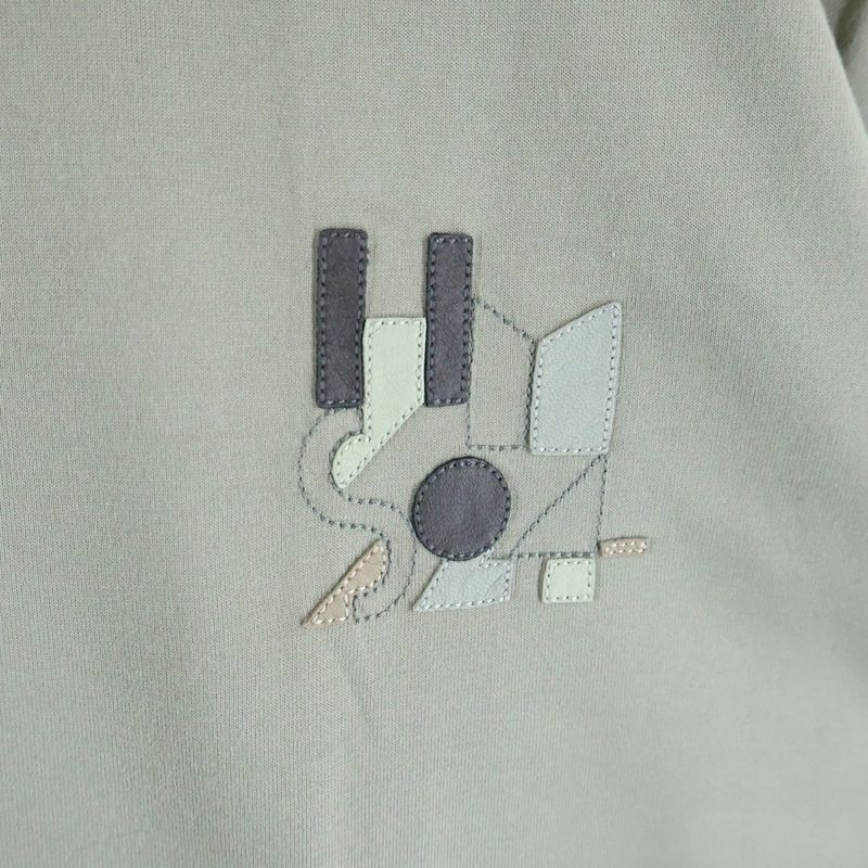 Hermes Leather Patch Crew Neck Short Sleeve T-Shirt Khaki