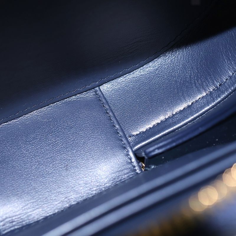 Dior CD Oval Black Camera Bag Navy Beige Leather Canvas
