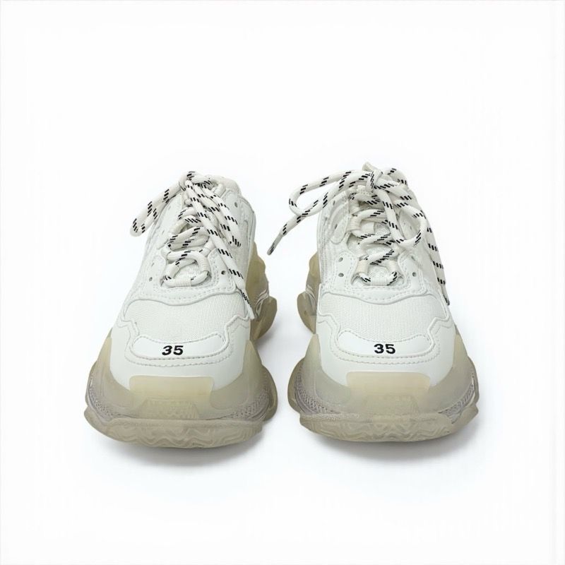 Balenciaga Triple S Sneakers Shoes Fabric Leather White Mesh Logo Double Form