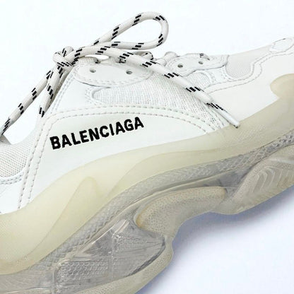 Balenciaga Triple S Sneakers Shoes Fabric Leather White Mesh Logo Double Form