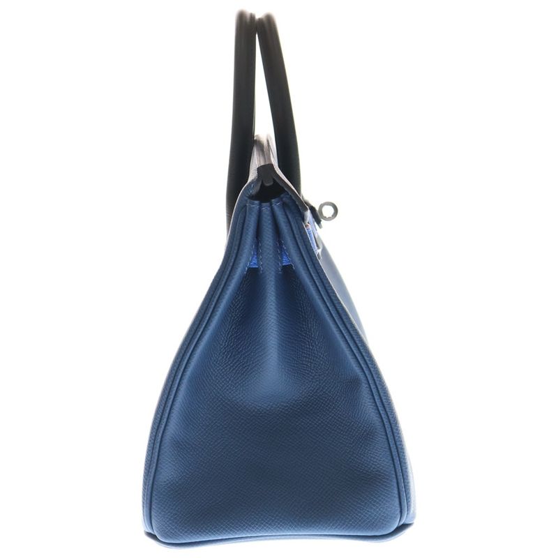 Hermes Birkin 25 Veau Epsom Tricolor Deep Blue Hydra Black Handbag