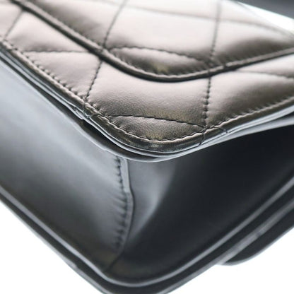 Chanel Mini Quilted 20 Top Handle 2-Way Bag Black Lambskin Gold