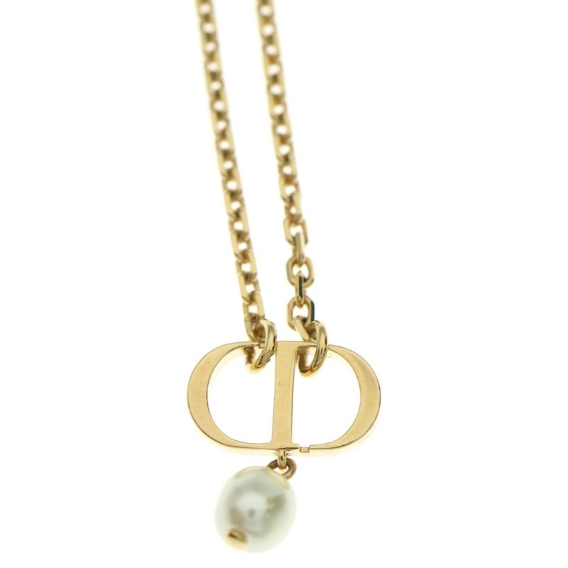 Dior Petit CD Necklace Pearl Pendant Gold