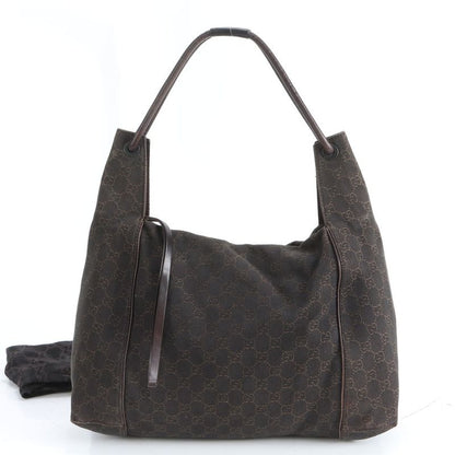 Gucci GG Canvas Leather Shoulder Bag Hand Brown