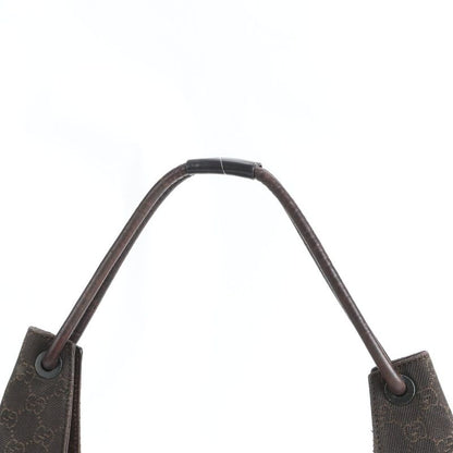 Gucci GG Canvas Leather Shoulder Bag Hand Brown