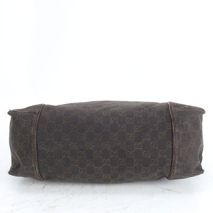 Gucci GG Canvas Leather Shoulder Bag Hand Brown