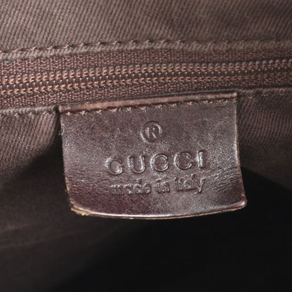 Gucci GG Canvas Leather Shoulder Bag Hand Brown