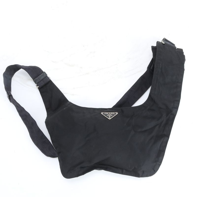 Prada Tessuto Nylon Triangle Logo Shoulder Bag Crossbody Messenger Black