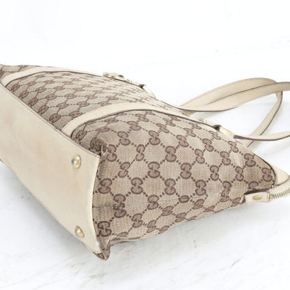 Gucci GG Canvas Leather Tote Shoulder Hand Brown