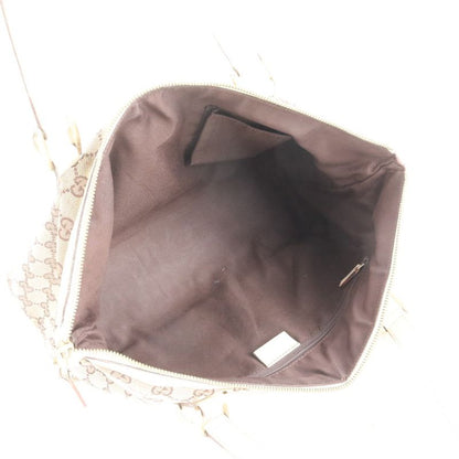 Gucci GG Canvas Leather Tote Shoulder Hand Brown