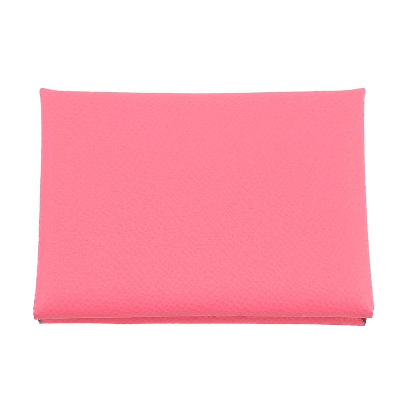 Hermes Coin Case Calviduo Rose Azalea Silver Epsom