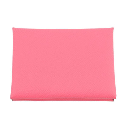 Hermes Coin Case Calviduo Rose Azalea Silver Epsom