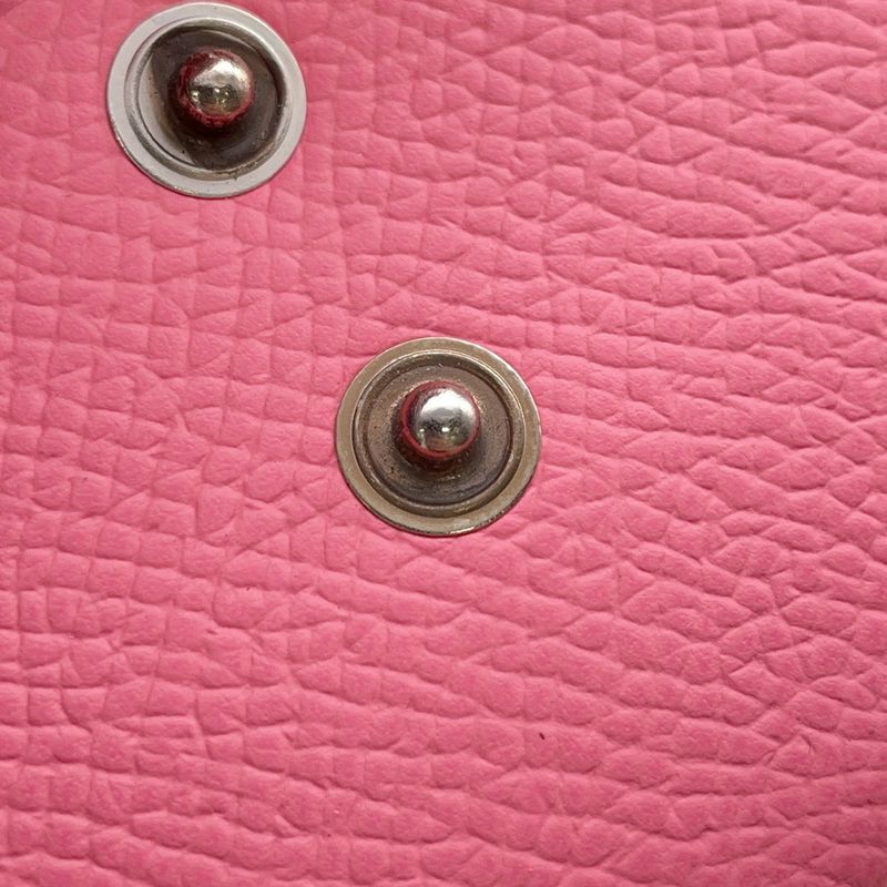 Hermes Coin Case Calviduo Rose Azalea Silver Epsom