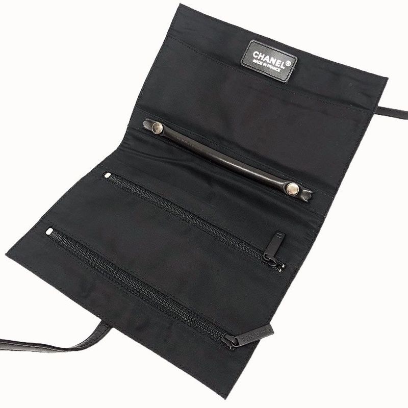 Chanel New Travel Line Pouch Case Black