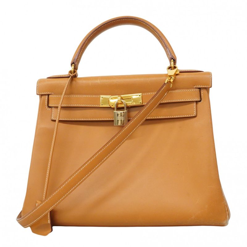 Hermes Handbag Kelly 28 Vache Natural Gold 2-Way Bag